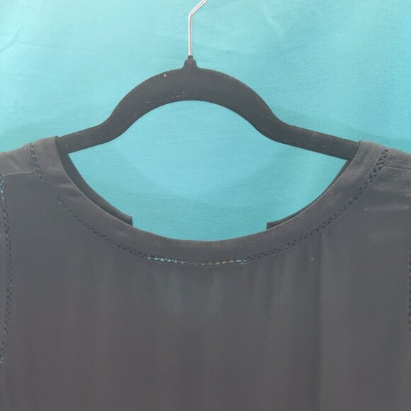 Loft Womens Black Sleeveless V-Neck Tiered Tank Top Medium - Picture 7 of 10